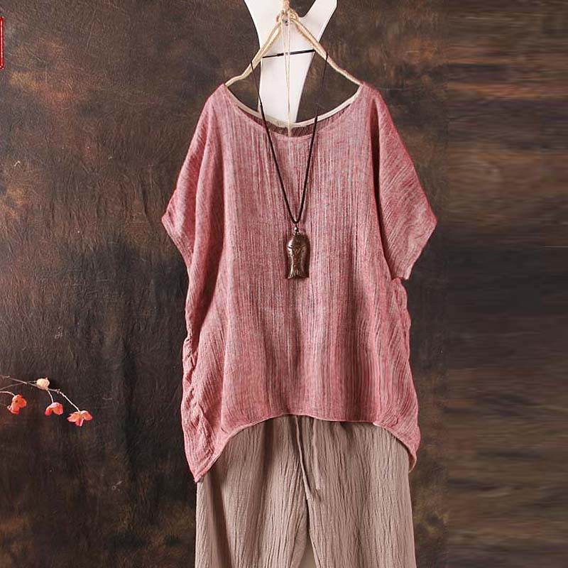 Retro Literature And Art Fan Round-Collar Loose Recreational Sleeve Short-Sleeved T-Shirt