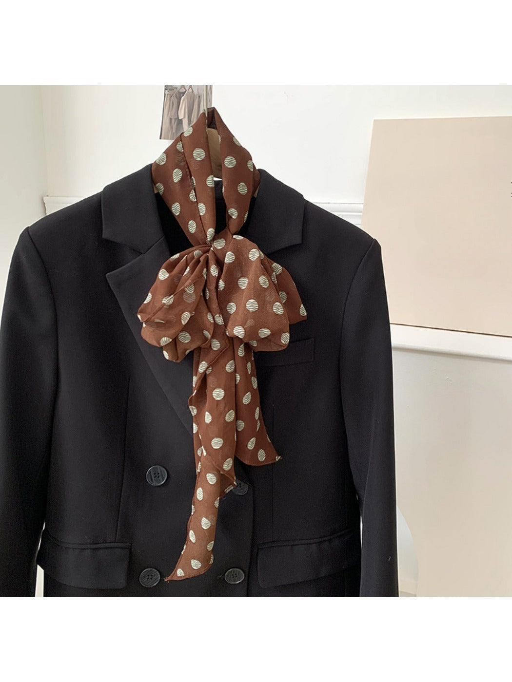 Haila - Vintage Classic Spot Print Long Scarf Headband