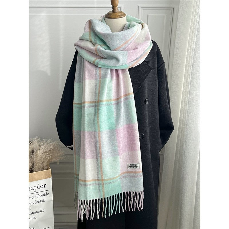 Plaid Fringe Shawl Scarf