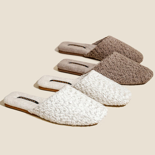 Elegant Soft Solid Color Warm Indoor Slippers