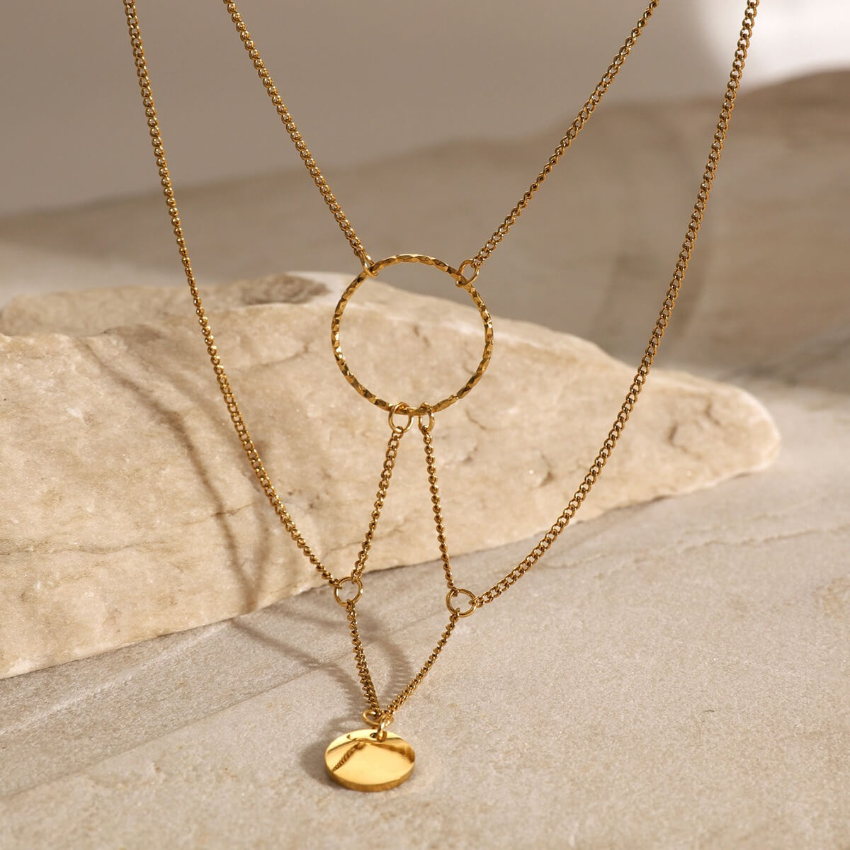 Elegant Layering Round Pendant Choker Necklace