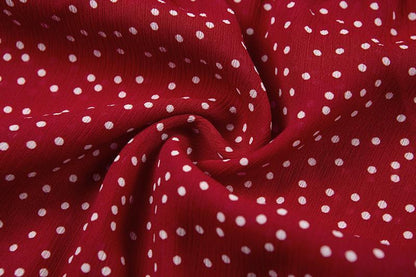 Off-The-Shoulder Flare Sleeves Dot Slim Top