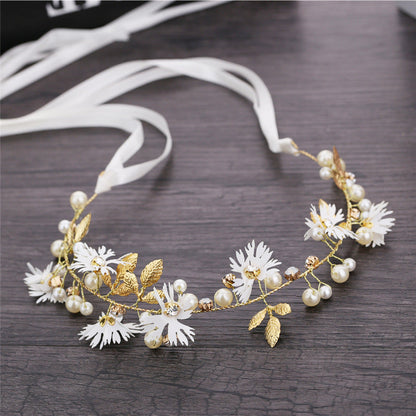 Minimalist Daisy Crystal Handmade Headband for Weddings