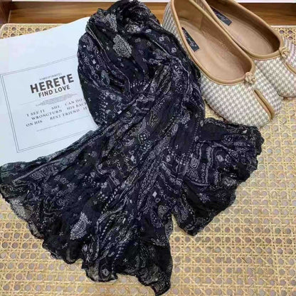 Scarvii - Vintage Pattern Lightweight Pleated Scarf