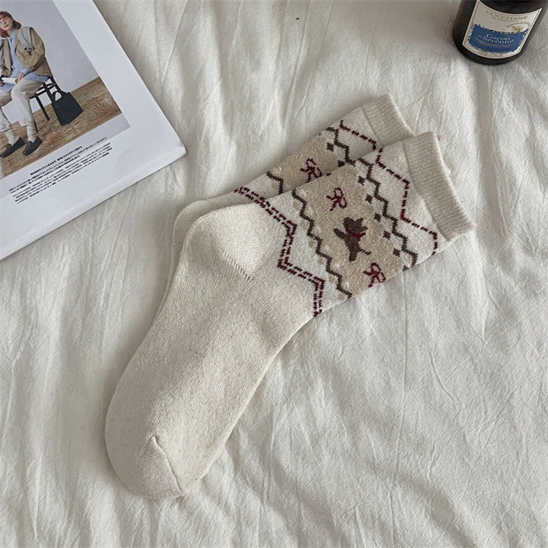 Rufia - Adorable Dog Pattern Thickened Mid-Calf Socks