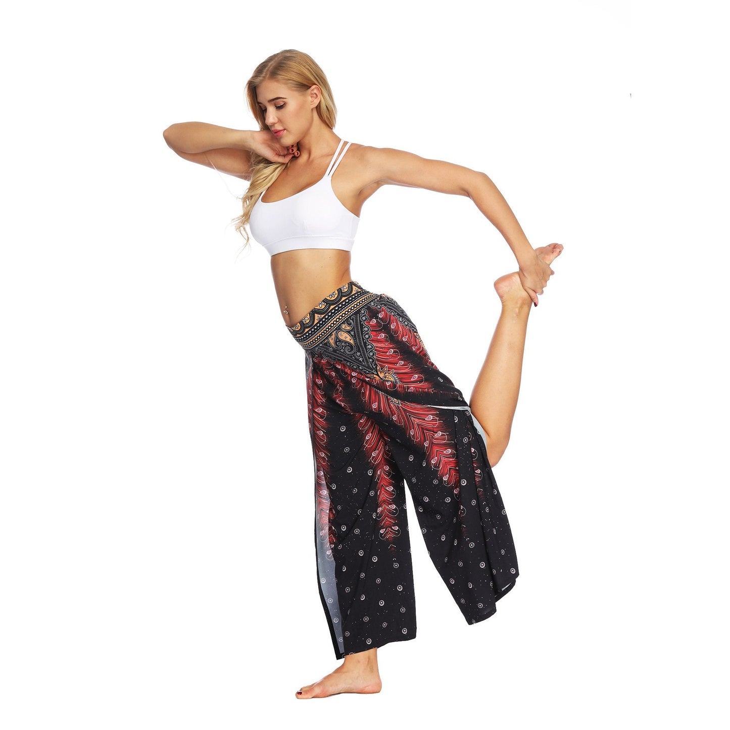 Fashion Ethnic Digital Printing High-Waist Wide-Leg Yoga Pants Leisure 4