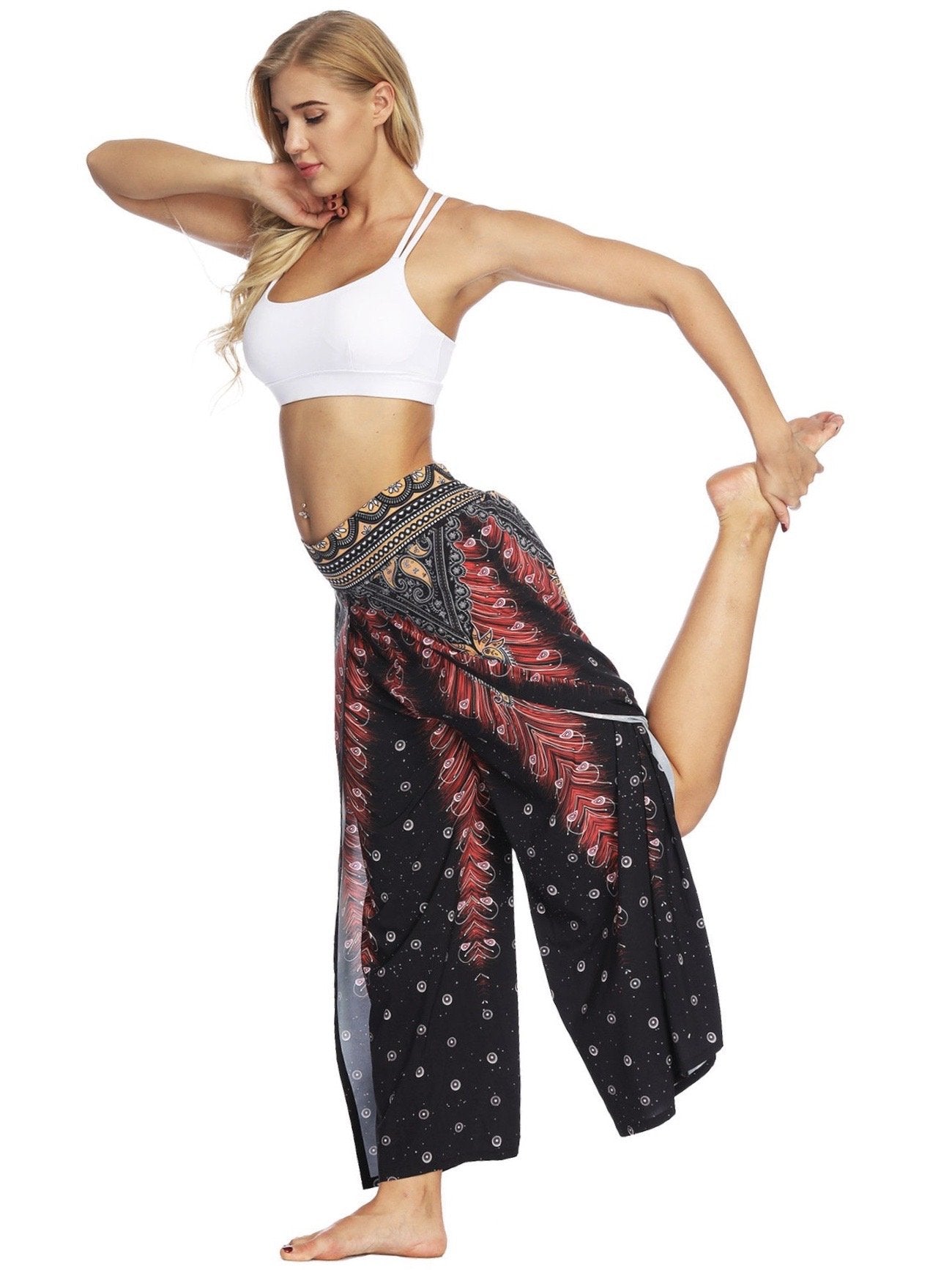 Fashion Ethnic Digital Printing High-Waist Wide-Leg Yoga Pants Leisure 4