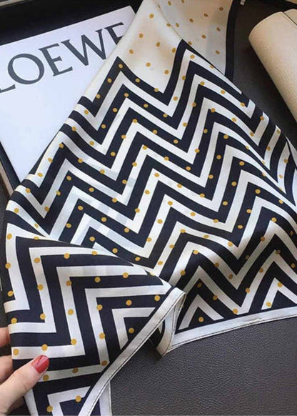 Silk Square Scarf Polka Dot Chevron Design