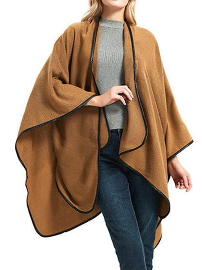Loose Asymmetric Hollow Solid Color Collarless Shawl&Scarf