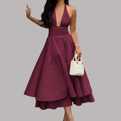 Princess Dress With Neck Wrap Waist Tie