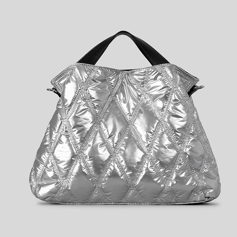 Trendy Solid Cotton Padded Tote Shoulder Bag