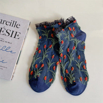 Rufia - Tulip Lace Trim Ankle Socks