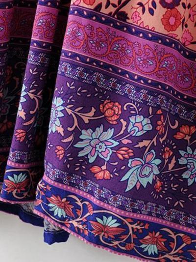 Women S Fashion Polyester Boho Tie Neck Long Sleeve Pleated Day Dress