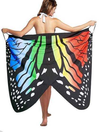 Butterfly Print Sexy Backless Beach One-Piece Cover-Up Dress