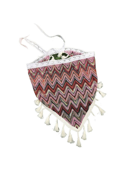 Haila - Boho Knit Tassel Triangle Scarf - Elegance