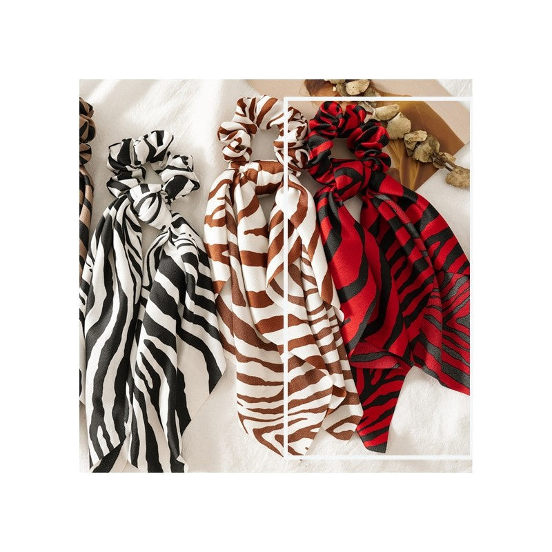 Snake Zebra Print Scarf Scrunchie