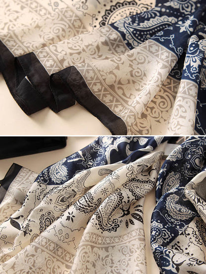 Vintage Silk Imitation Printed Shawl&Scarf