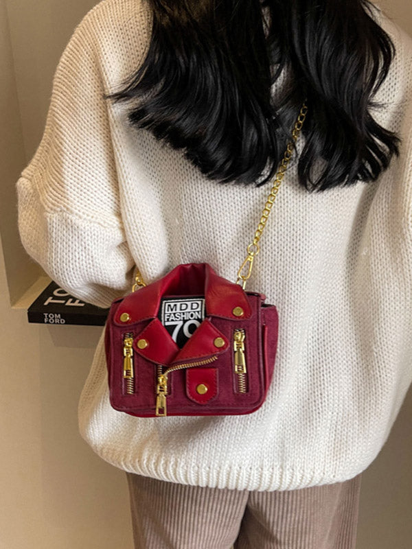 Chains Geometric Zipper Bags Crossbody Bags Handbags