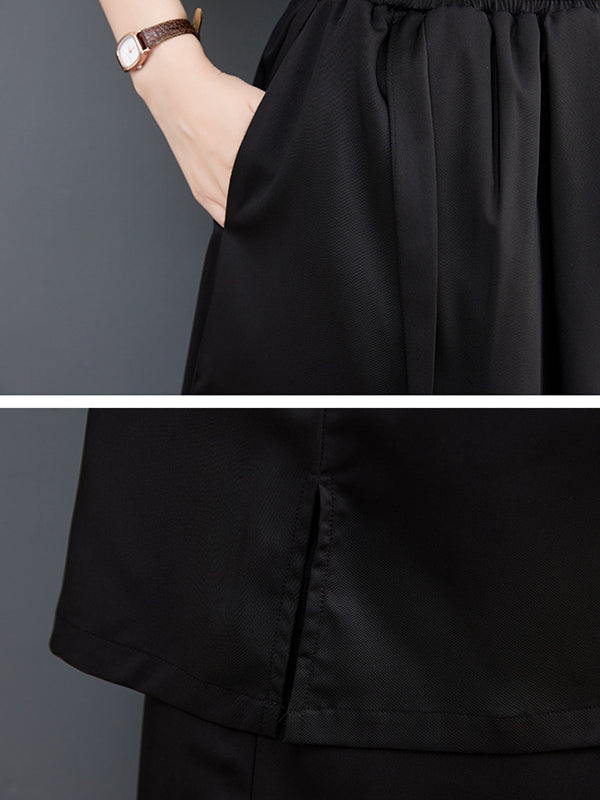 Wide Leg Cropped Solid Color Casual Pants Bottoms Culotte