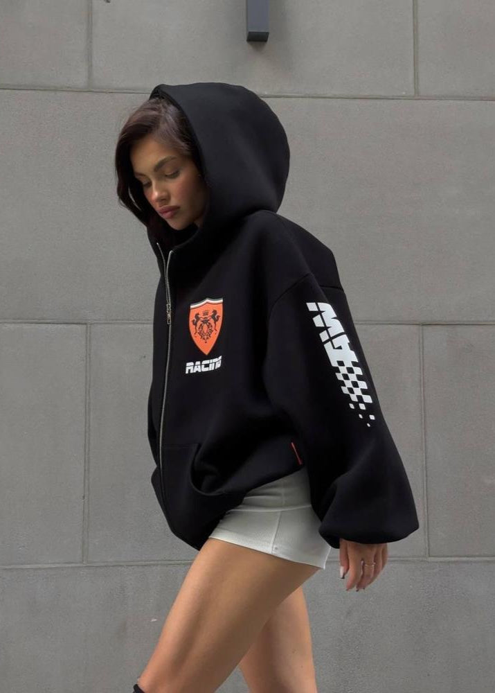 Racing Inspired Oversized Cotton Hoodie