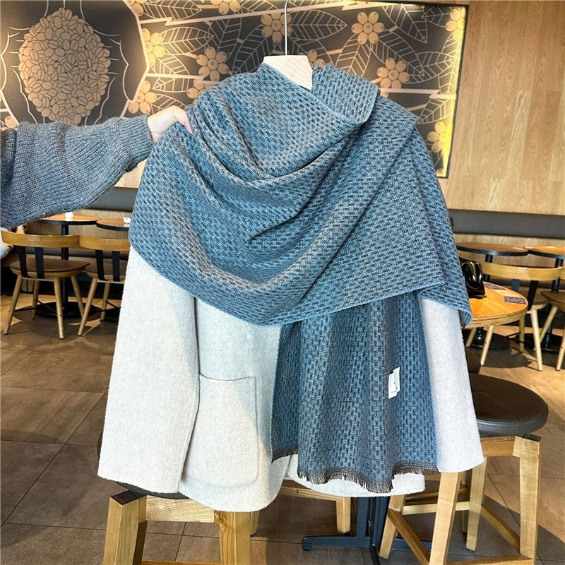 Plaid Fringe Warm Scarf