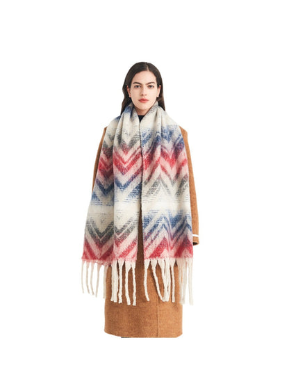 Scarvii - Winter Tassel Scarf with Mountain Patterns