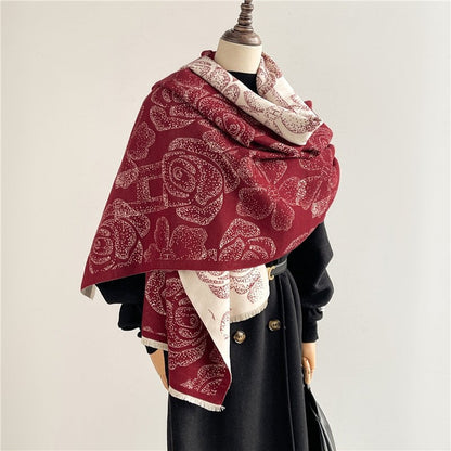 Jacquard Fringed Cashmere-Like Scarf