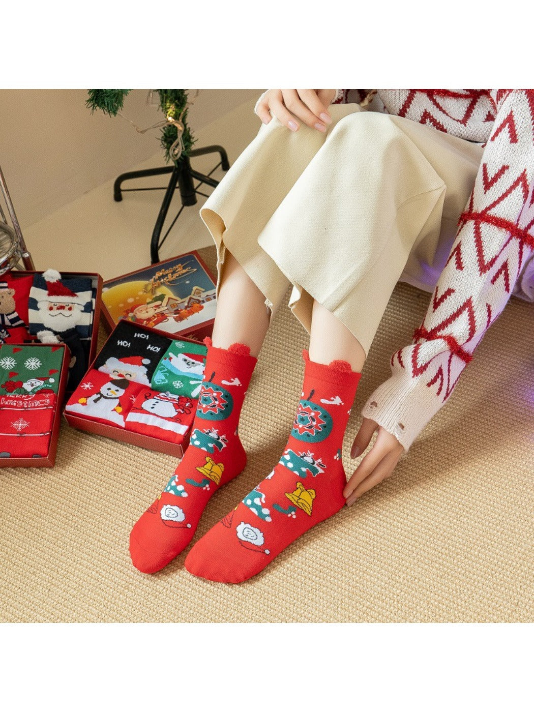 Rufia - Christmas Socks Gift Box Set - Cute &amp; Festive