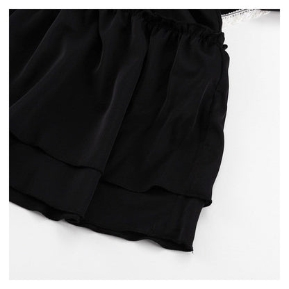 Horn Sleeve Ruffle Hem Mini Dress