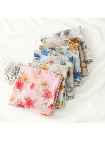 Scarvii - Floral Voile Print Scarf Shawl Beach Wrap
