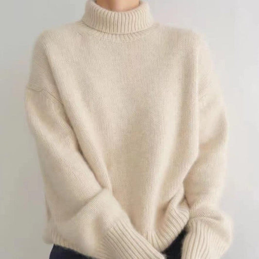 Solid Color High Neck Sweater
