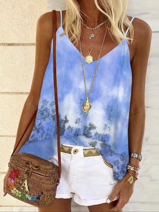 Women'S Summer Flower Print Loose Camisole Top