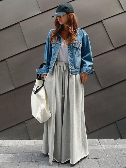 Loose Wide Leg Solid Color Casual Pants Bottoms Pants