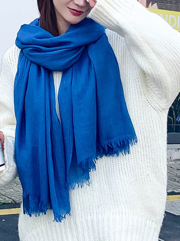 Casual Simple Ramie Cotton 14 Colors Scarf