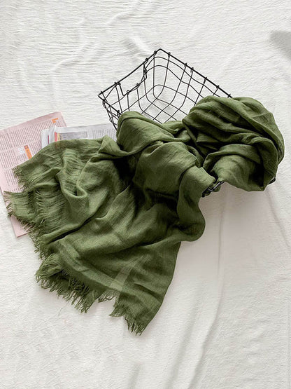 Casual Simple Ramie Cotton 14 Colors Scarf