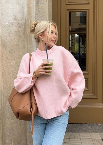 Cozy Crew Neck Sweater Soft Breathable Fabric