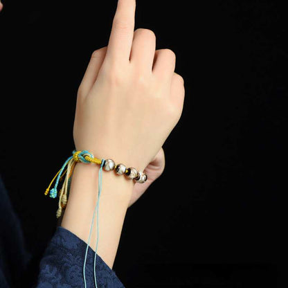 Hand-Woven Bracelet Nepalese Fragrant Gray Glass Bracelet Female Thangka Bracelet Tibetan Retro Ethnic Style Rope Bracelet