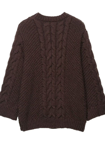 Chunky Cable Knit Sweater In Chocolate Brown