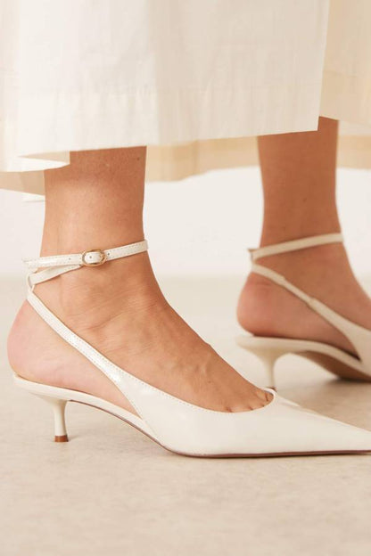 White Pointed-Toe Stiletto Sandals