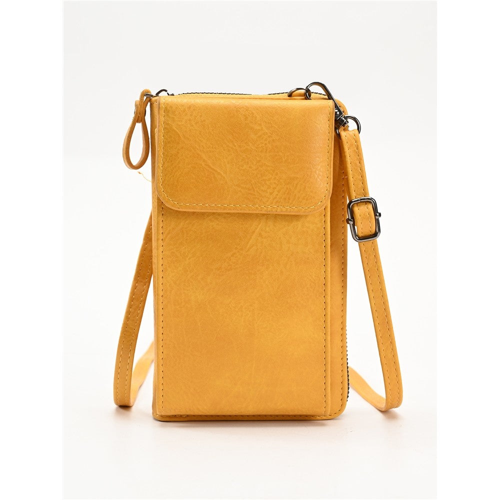 Solid Color PU Leather Multifunctional Purse Cell Phone Crossbody Bag
