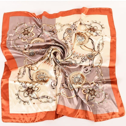 Satin Vintage Printed Square Head Scarf