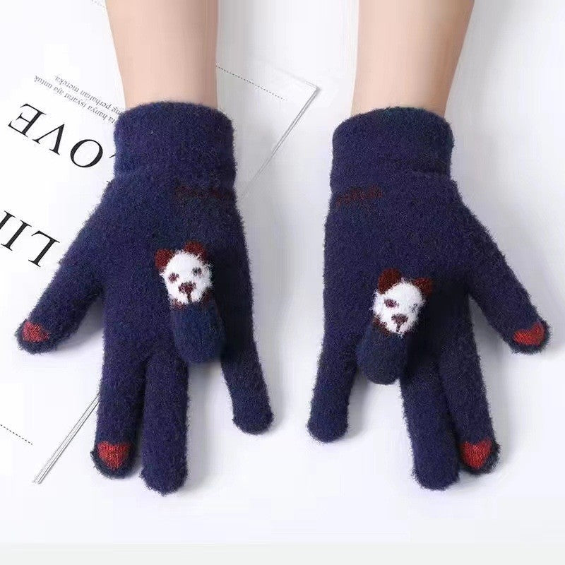 Bear Jacquard Knit Gloves