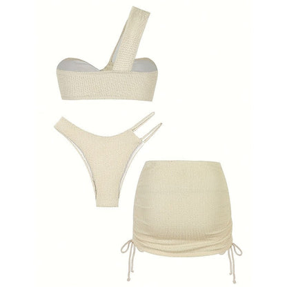 Solid Color Beach Dress Swimsuit Set