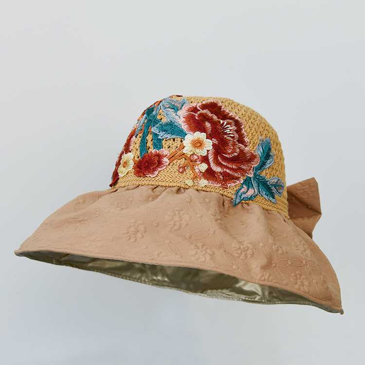 Embroidered Sun Hat Female Summer Uv-Proof Shell Shading Empty Top Cover Face Sun Hat