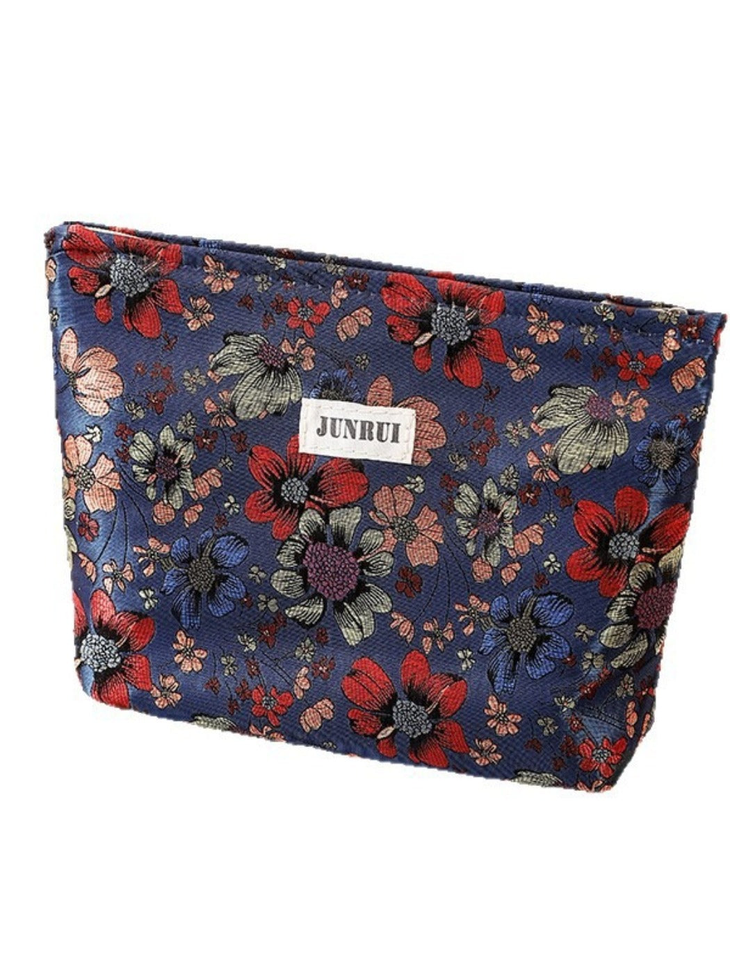 Cosbai - Zipper Makeup Pouch Bag with Floral Patterns