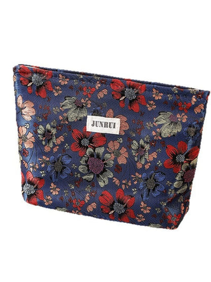 Cosbai - Zipper Makeup Pouch Bag with Floral Patterns
