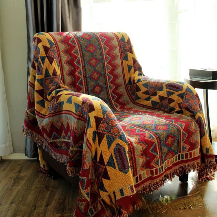 Cotton Woven Carpet Sofa Towel Knitted Thick Bohemian Bed Blanket Cover Blanket Sofa Blanket