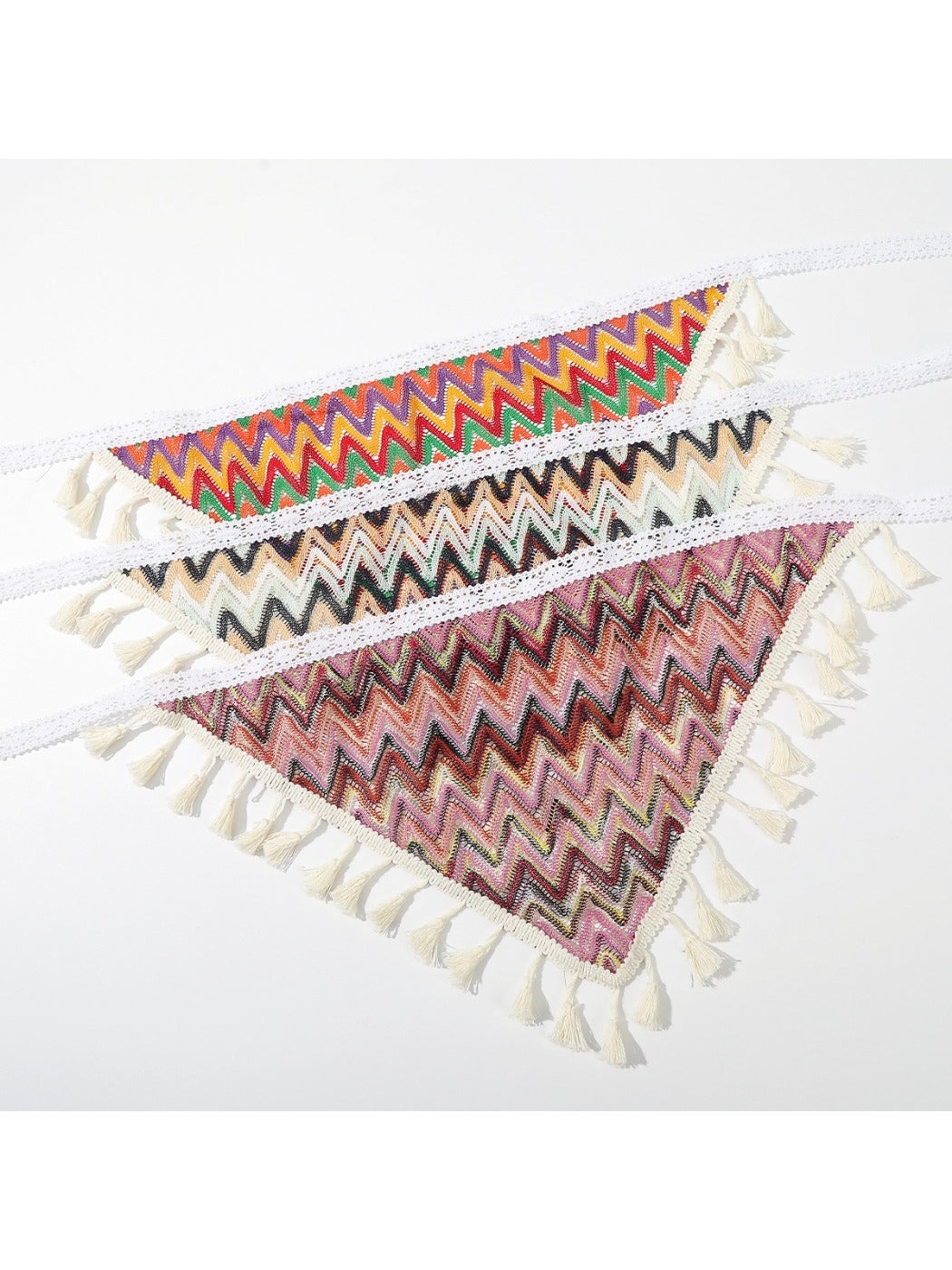 Haila - Boho Knit Tassel Triangle Scarf - Elegance