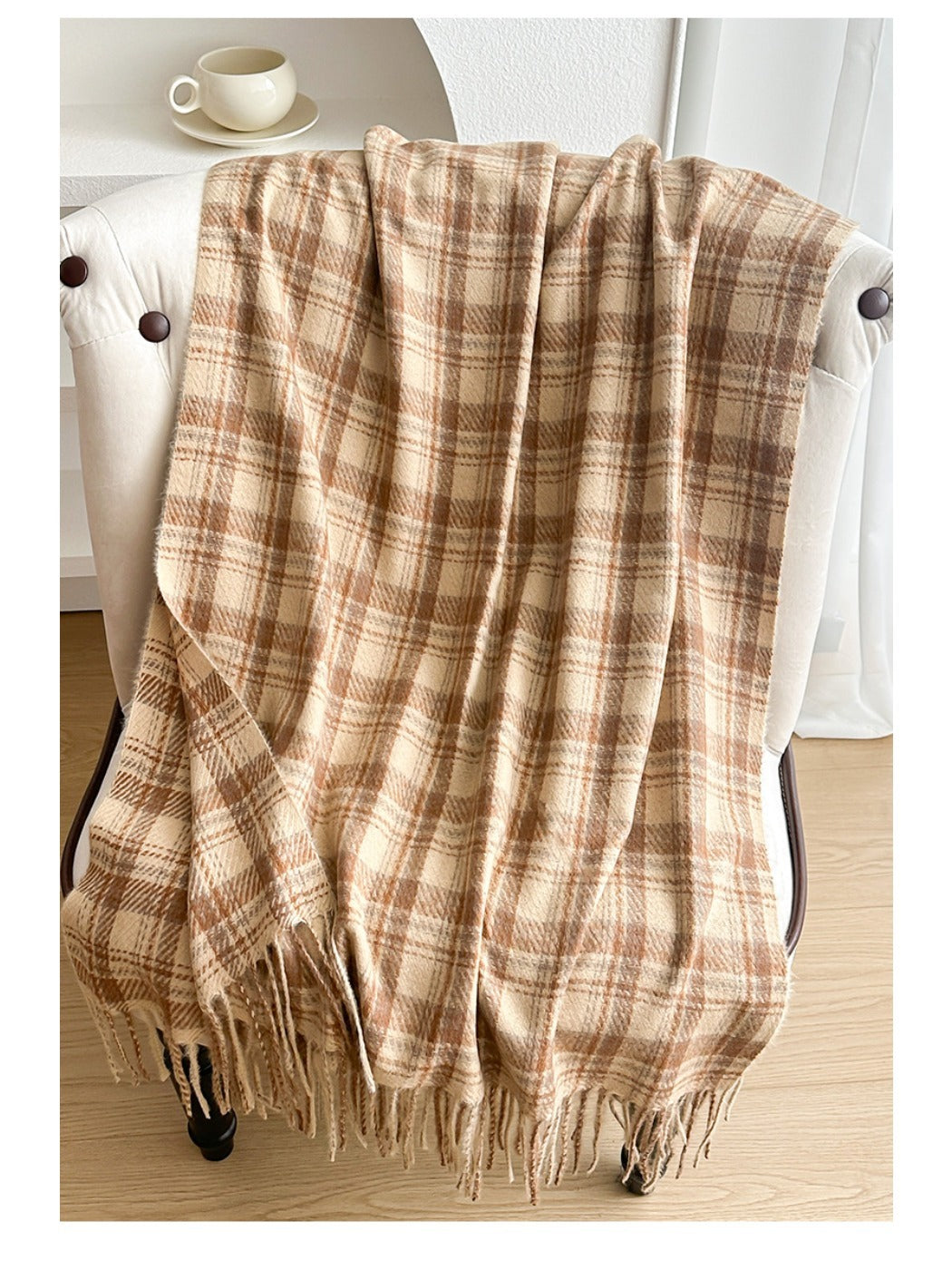 Scarvii - Thick Plaid Scarf Featuring Tassel