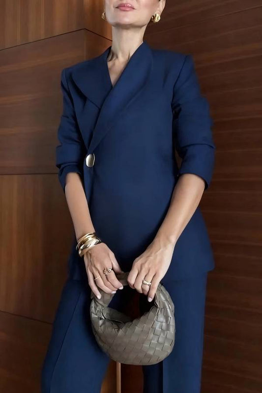 Exquisite and Fashionable Stand Lapel Neck Metal Button Long Sleeve Blazer